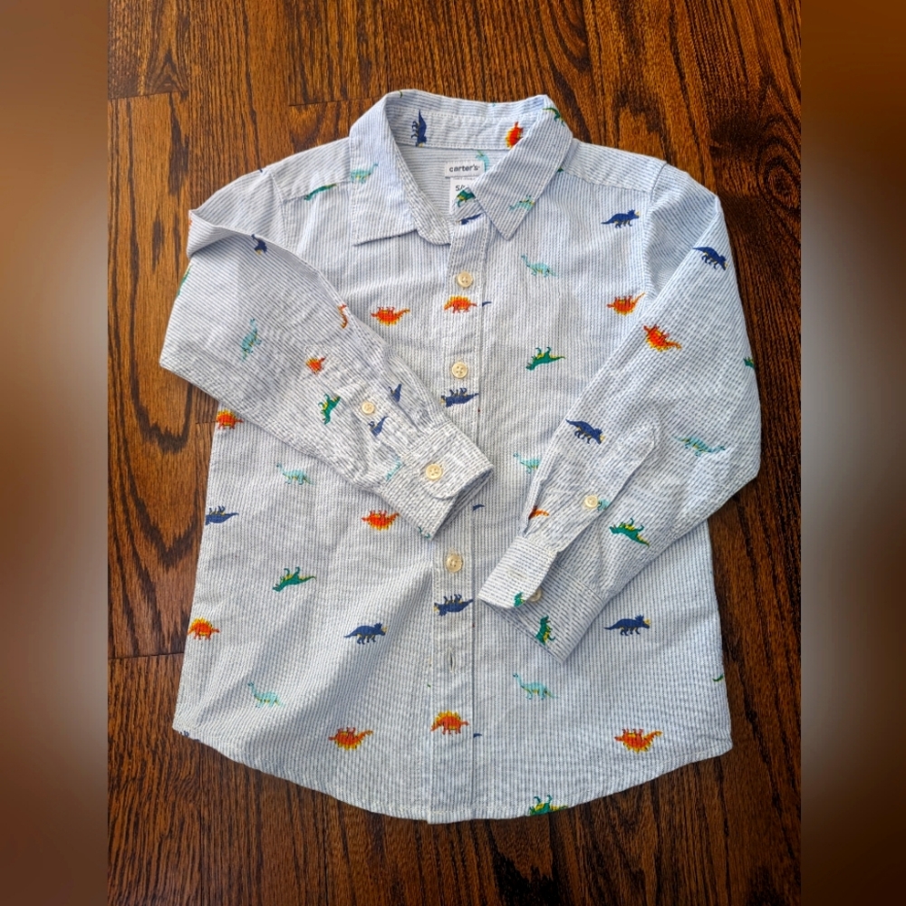 Button down Dinosaur stamped dress shirt